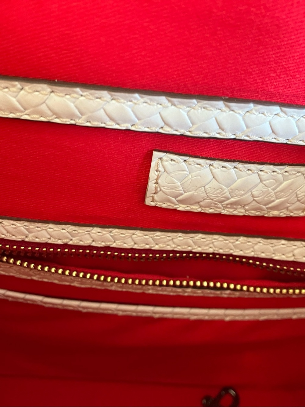 Dooney & Bourke White Woven Leather Tote with Gold Accents - Picture 5 of 7